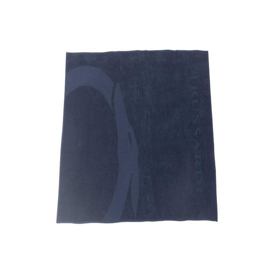 Trussardi Beachwear Blue Cotton Men's Beach Towel TR-24327-UNISEX