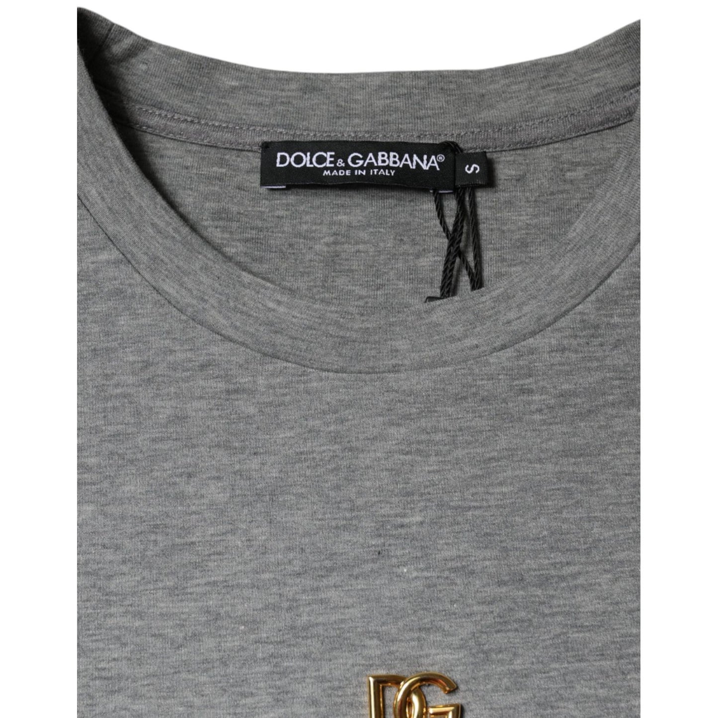 Dolce & Gabbana Gray Cotton Blend Embellished Tee T-shirt