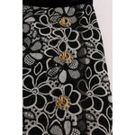 Dolce & Gabbana Floral Macramé Lace Crystal Button Skirt SKI1049-1