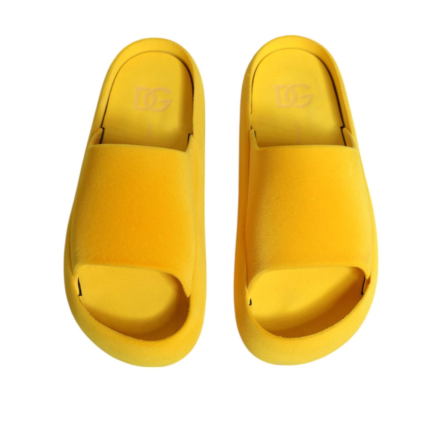 Dolce & Gabbana Yellow Rubber Slides Sandals Beachwear Shoes