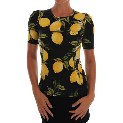 Dolce & Gabbana Multicolor Lemon Silk Stretch T-Shirt