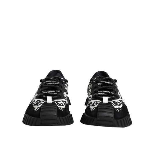 Dolce & Gabbana Black Logo Lace Up Low Top NS1 Sneakers Shoes