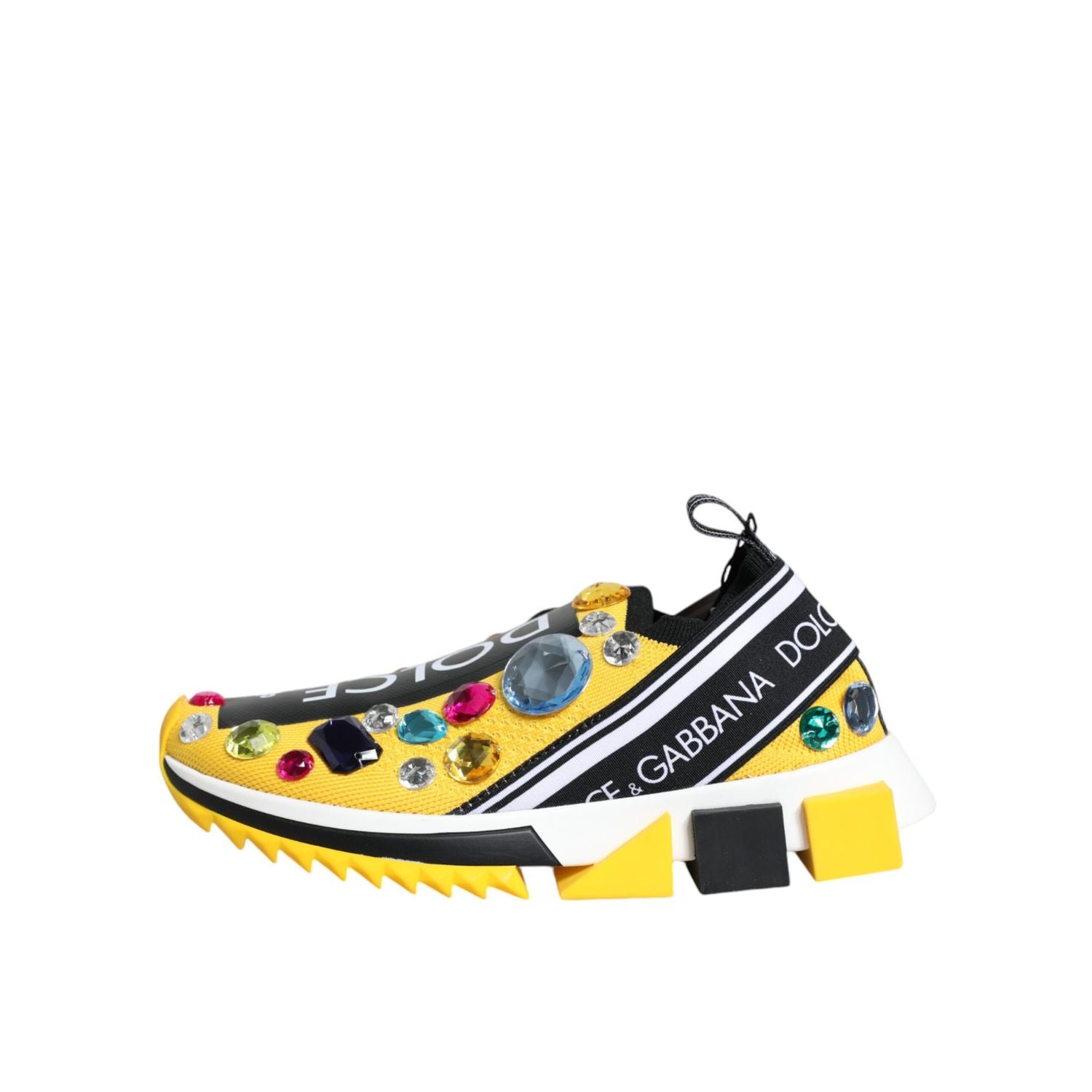 Dolce & Gabbana Yellow Sorrento Crystals Low Top Sneakers Shoes