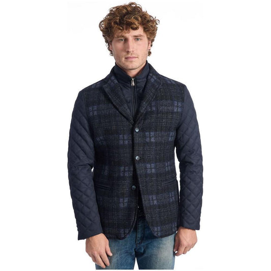 Roberto Pepe Luxury Blue Wool Men Jacket RO-24674-IT48 | M