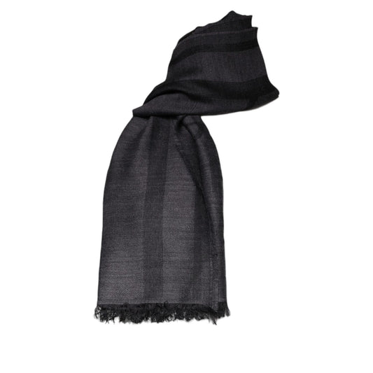 GF Ferre Dark Gray Wool Viscose Foulard Patterned Scarf MS7700