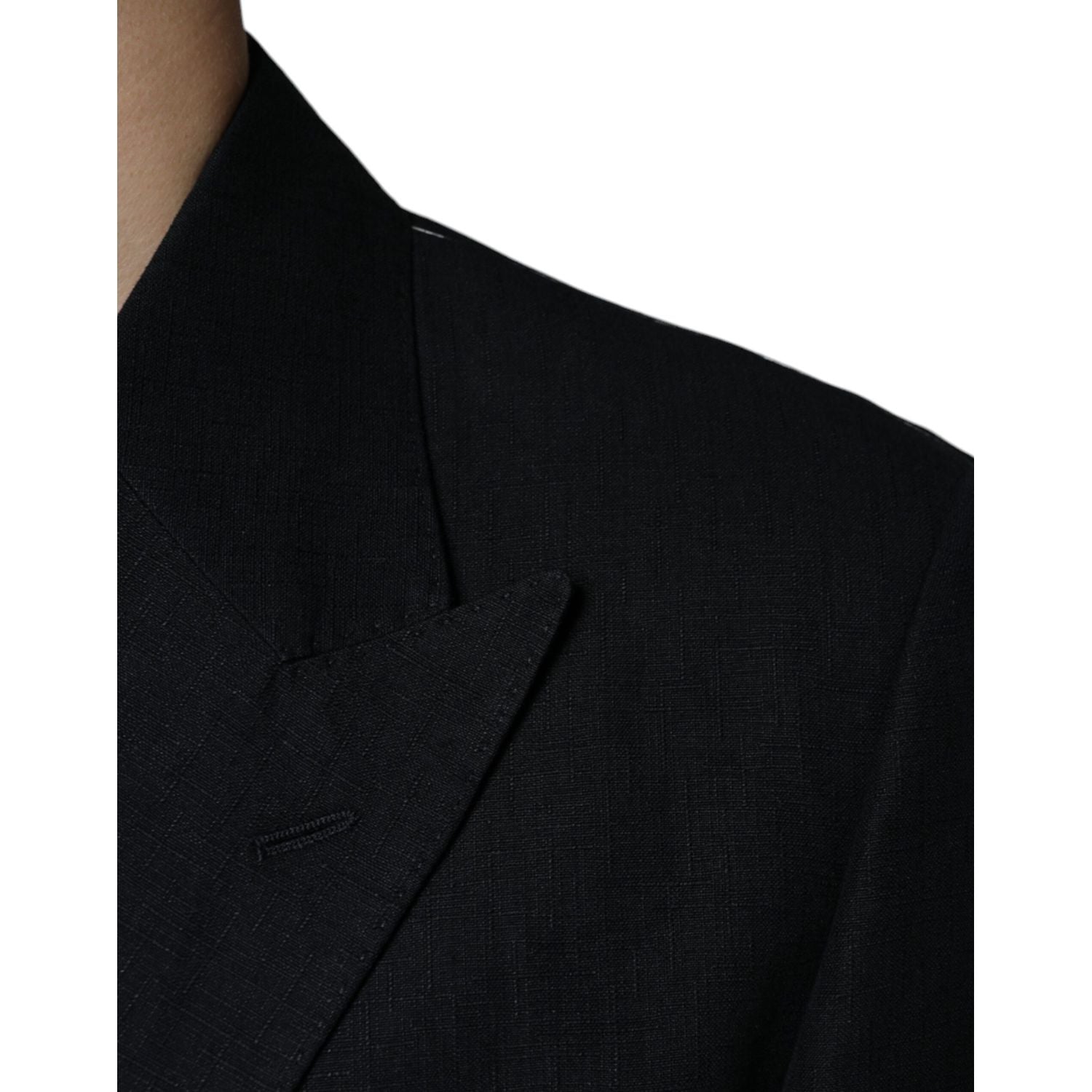 Dolce & Gabbana Black Linen Double Breasted Dress Blazer