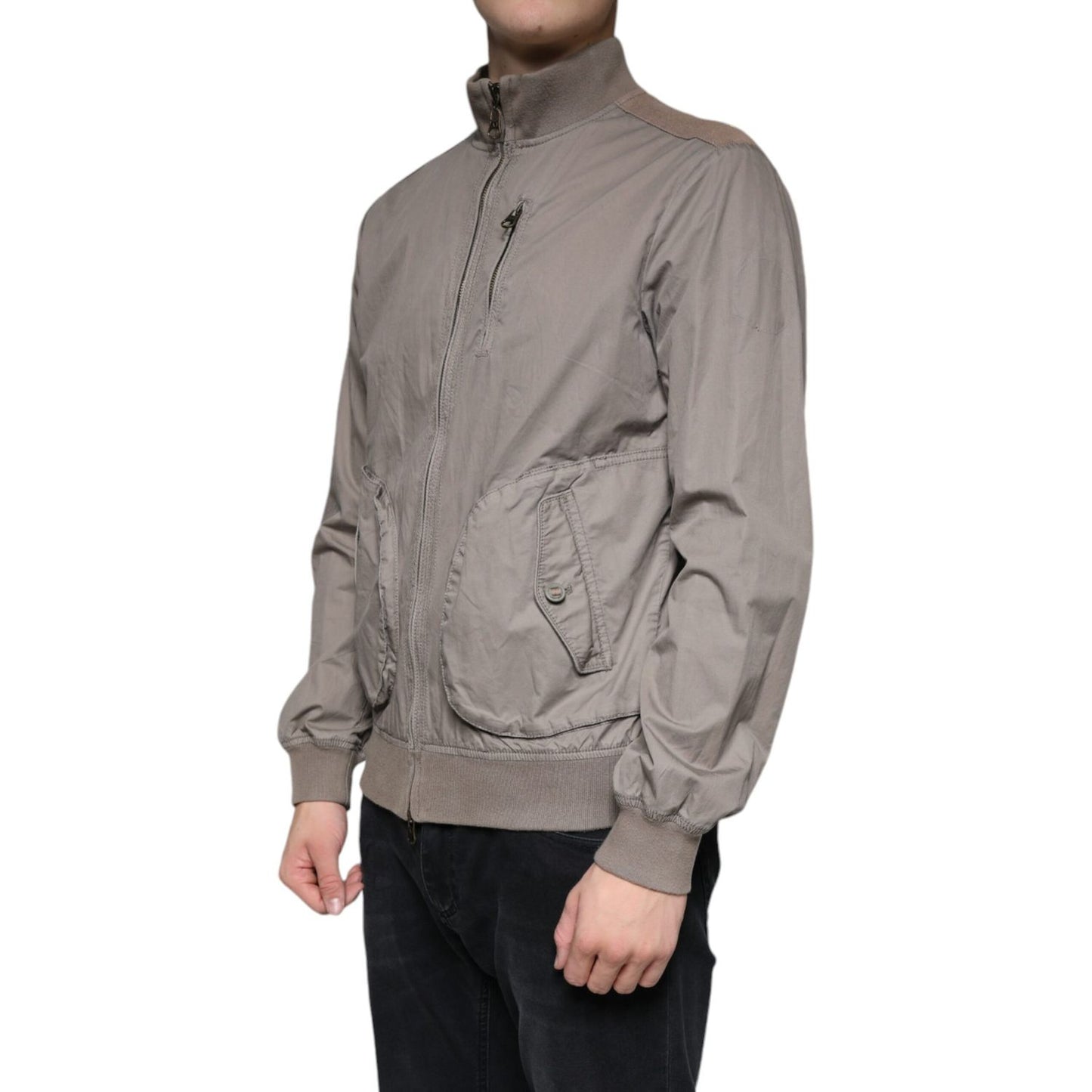 Armani Jeans Brown Cotton Full Zip Bomber Logo Jacket