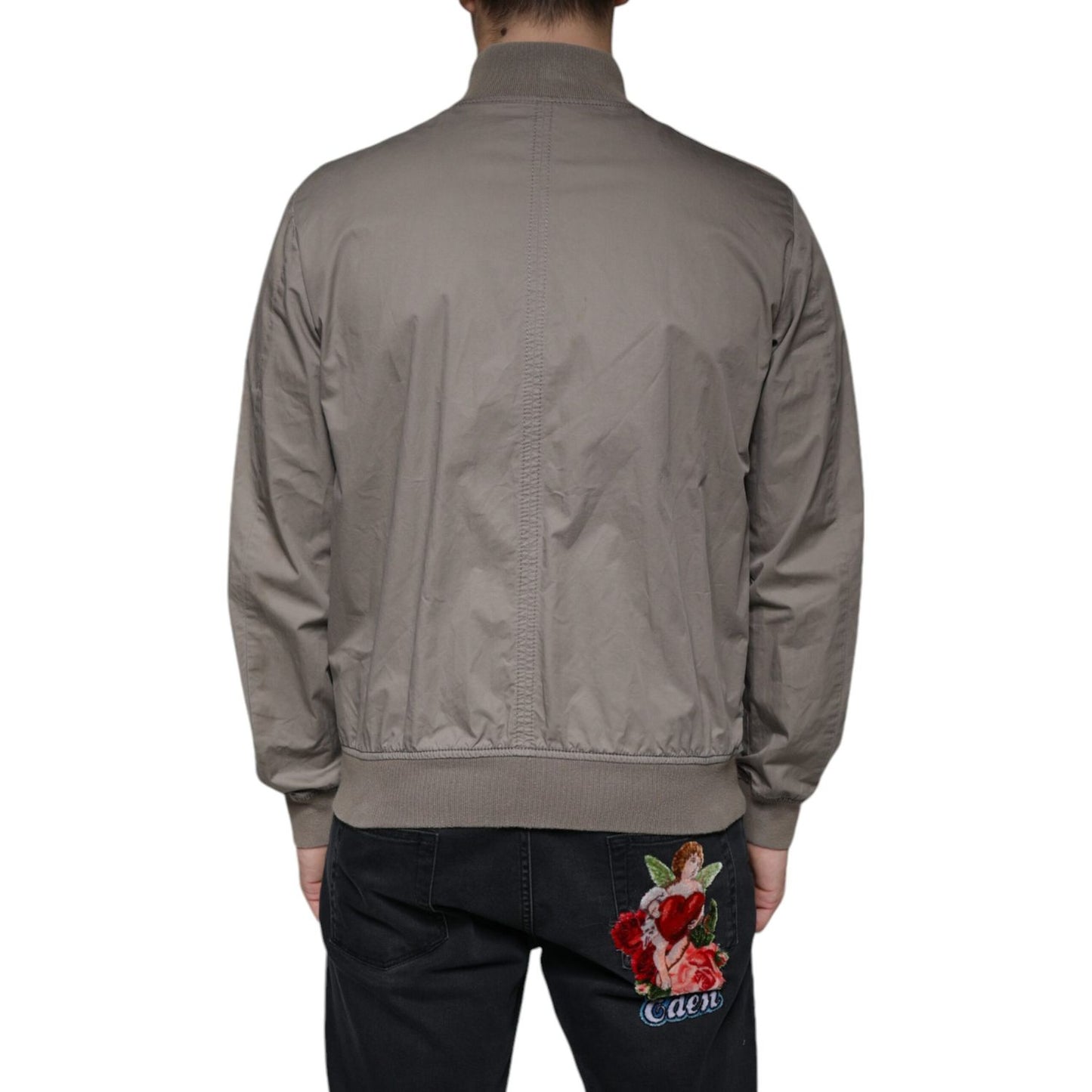 Armani Jeans Brown Cotton Full Zip Bomber Logo Jacket