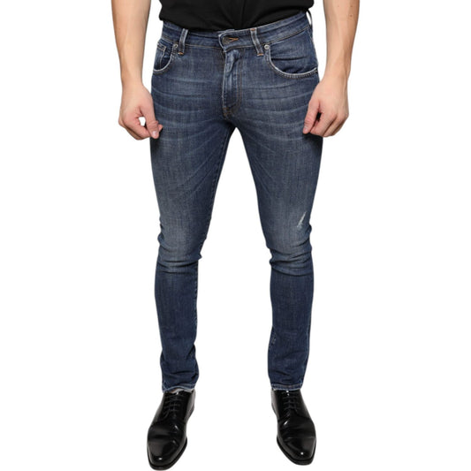 Dolce & Gabbana Dark Blue Washed Cotton Skinny Denim Jeans PAN74886-44
