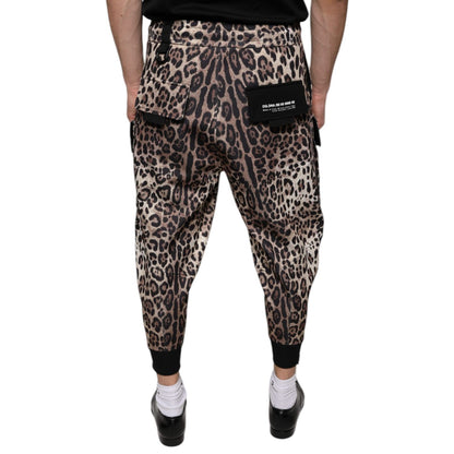 Dolce & Gabbana Brown Leopard Polyester Jogger Pants