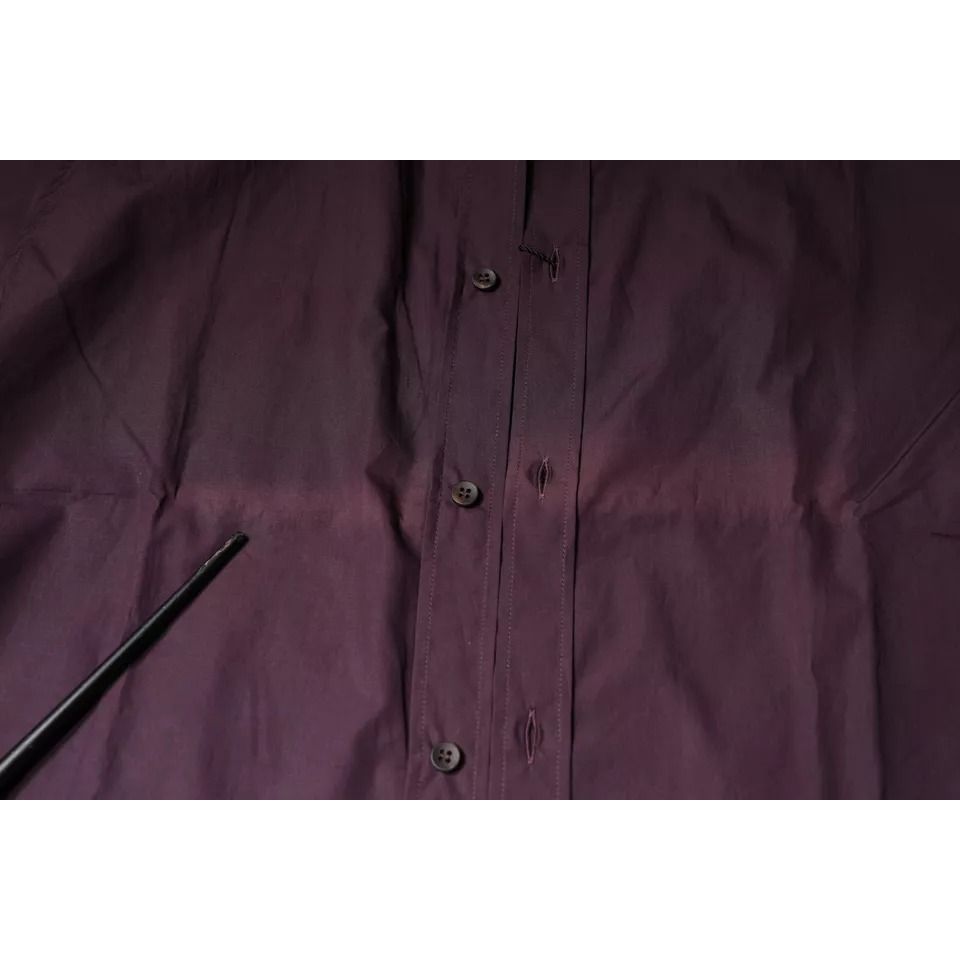 Dolce & Gabbana Dark Violet Cotton Dress GOLD Men Formal Shirt
