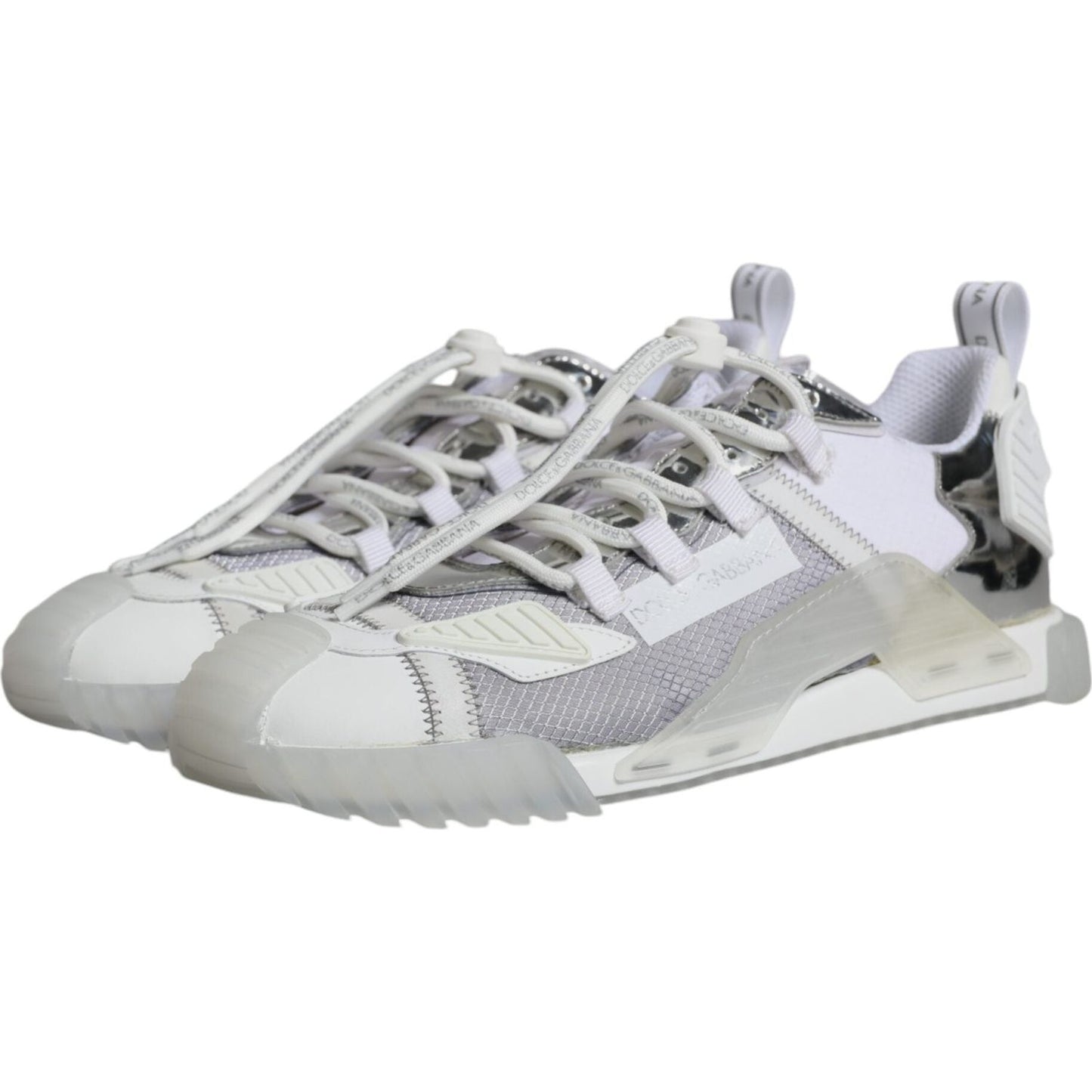 Dolce & Gabbana White Silver Low Top NS1 Sneakers Shoes MV6238-43