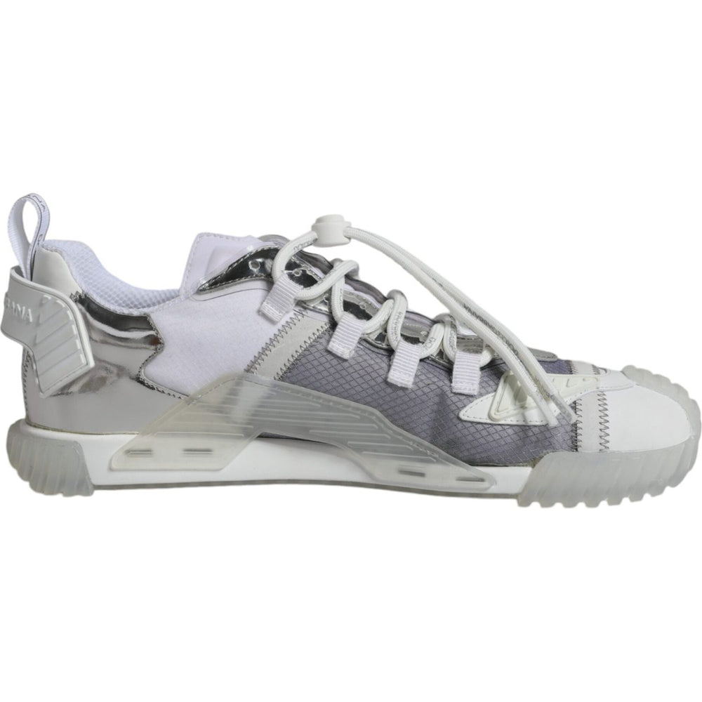 Dolce & Gabbana White Silver Low Top NS1 Sneakers Shoes MV6238-43