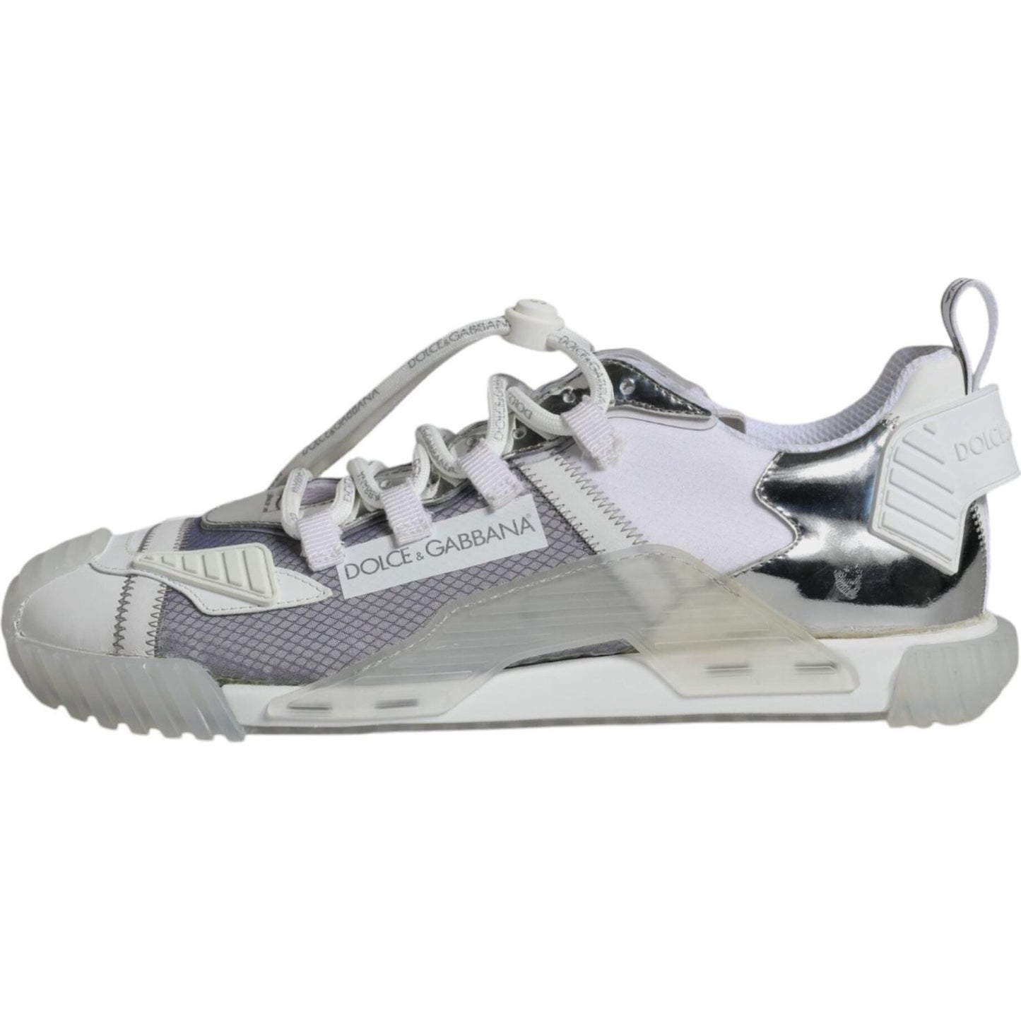 Dolce & Gabbana White Silver Low Top NS1 Sneakers Shoes MV6238-43