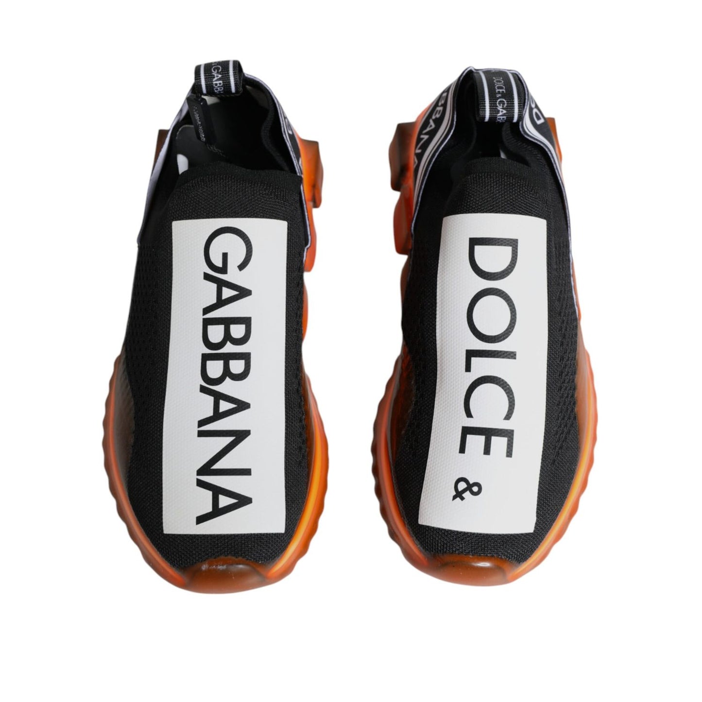Dolce & Gabbana Black Orange Sorrento Slip On Sneakers Shoes