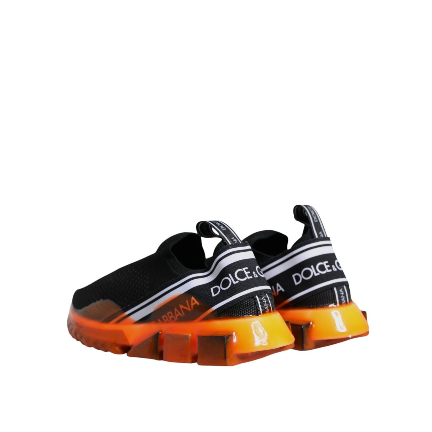 Dolce & Gabbana Black Orange Sorrento Slip On Sneakers Shoes
