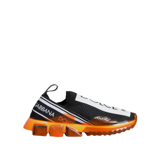 Dolce & Gabbana Black Orange Sorrento Slip On Sneakers Shoes