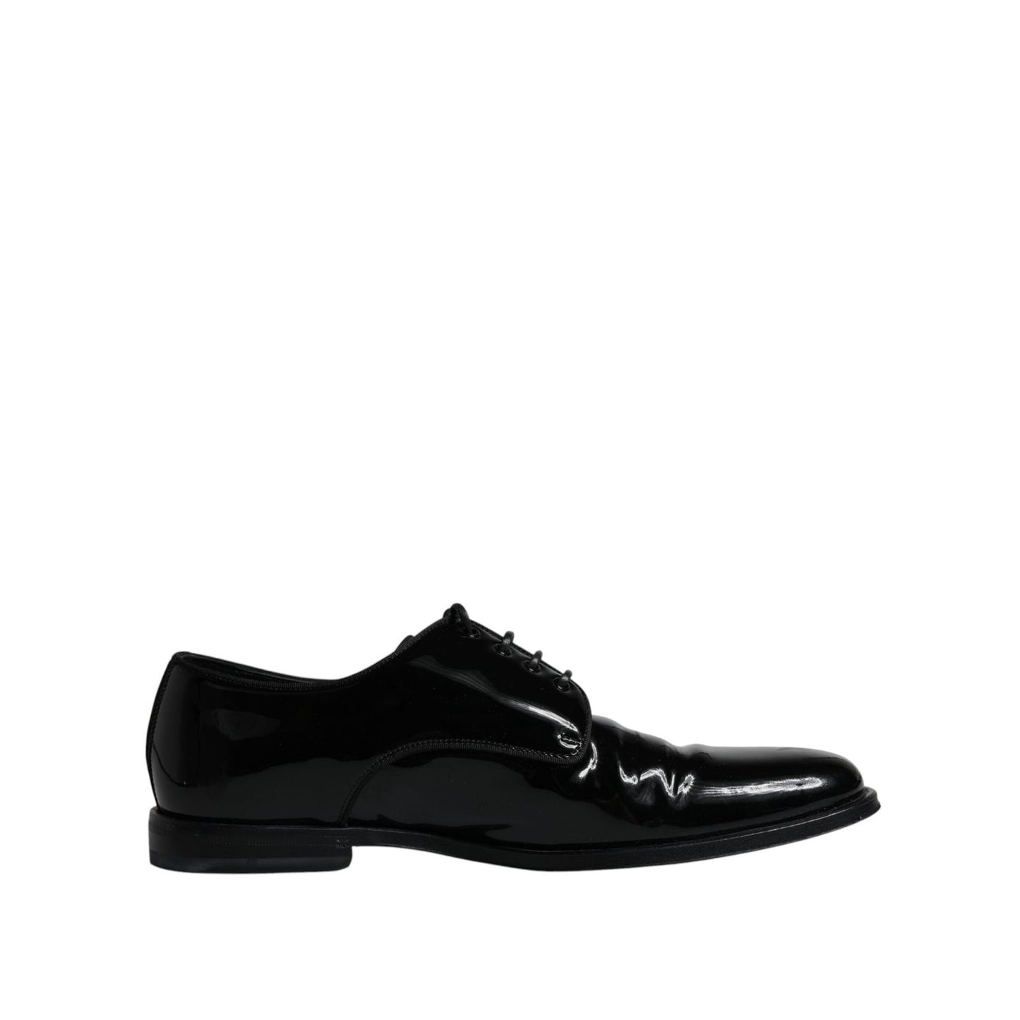 Dolce & Gabbana Black Leather Lace Up Men Derby Formal Shoes