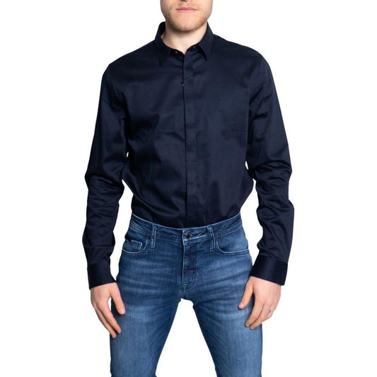 Armani Exchange Blue Cotton Shirt AR-6516400010-IT44 | S