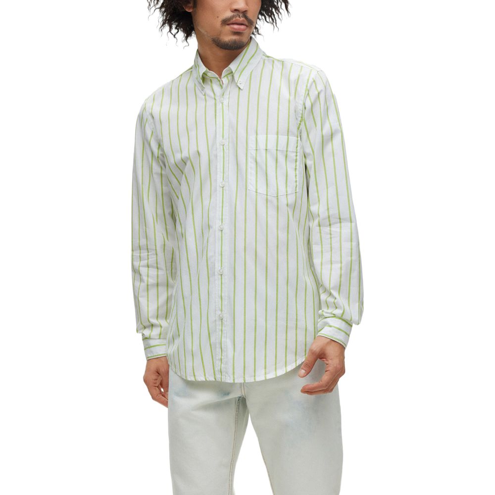 Hugo Boss Green Cotton Dress Shirt