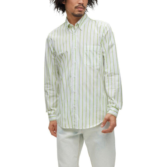 Hugo Boss Green Cotton Shirt BO-10988600148-IT44 | S