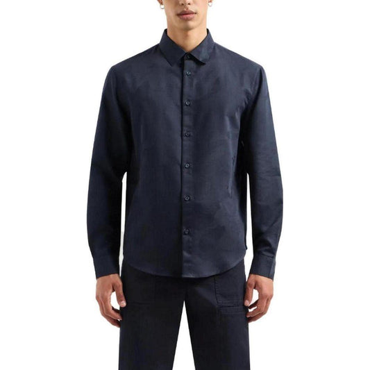 Armani Exchange Blue Cotton Shirt AR-13323500010-IT44 | S