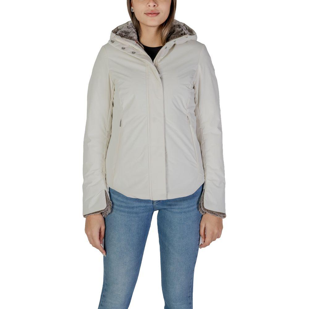 Suns Cream Polyester Jackets & Coat SU-15737200143-XL