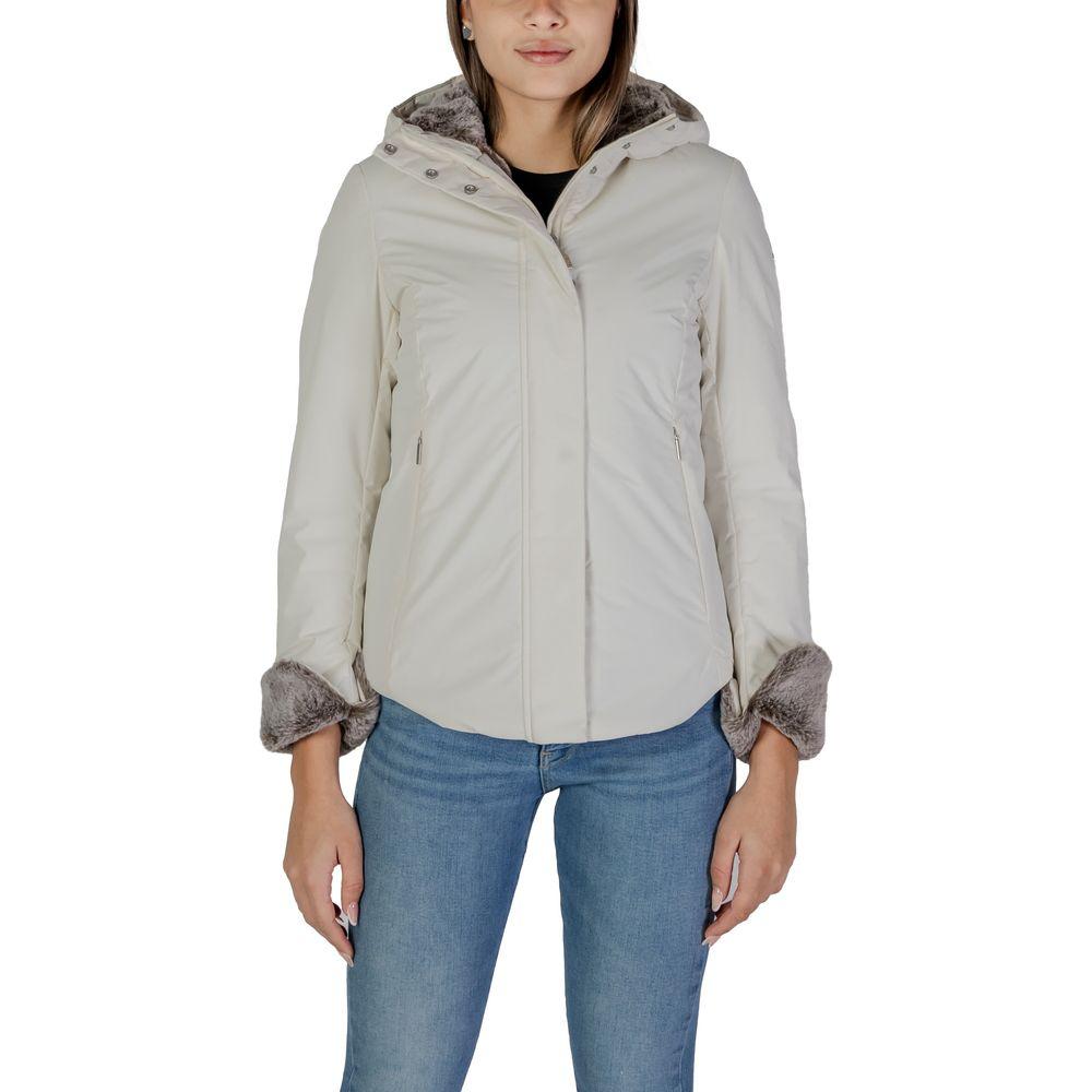 Suns Cream Polyester Jackets & Coat SU-15737200143-XL