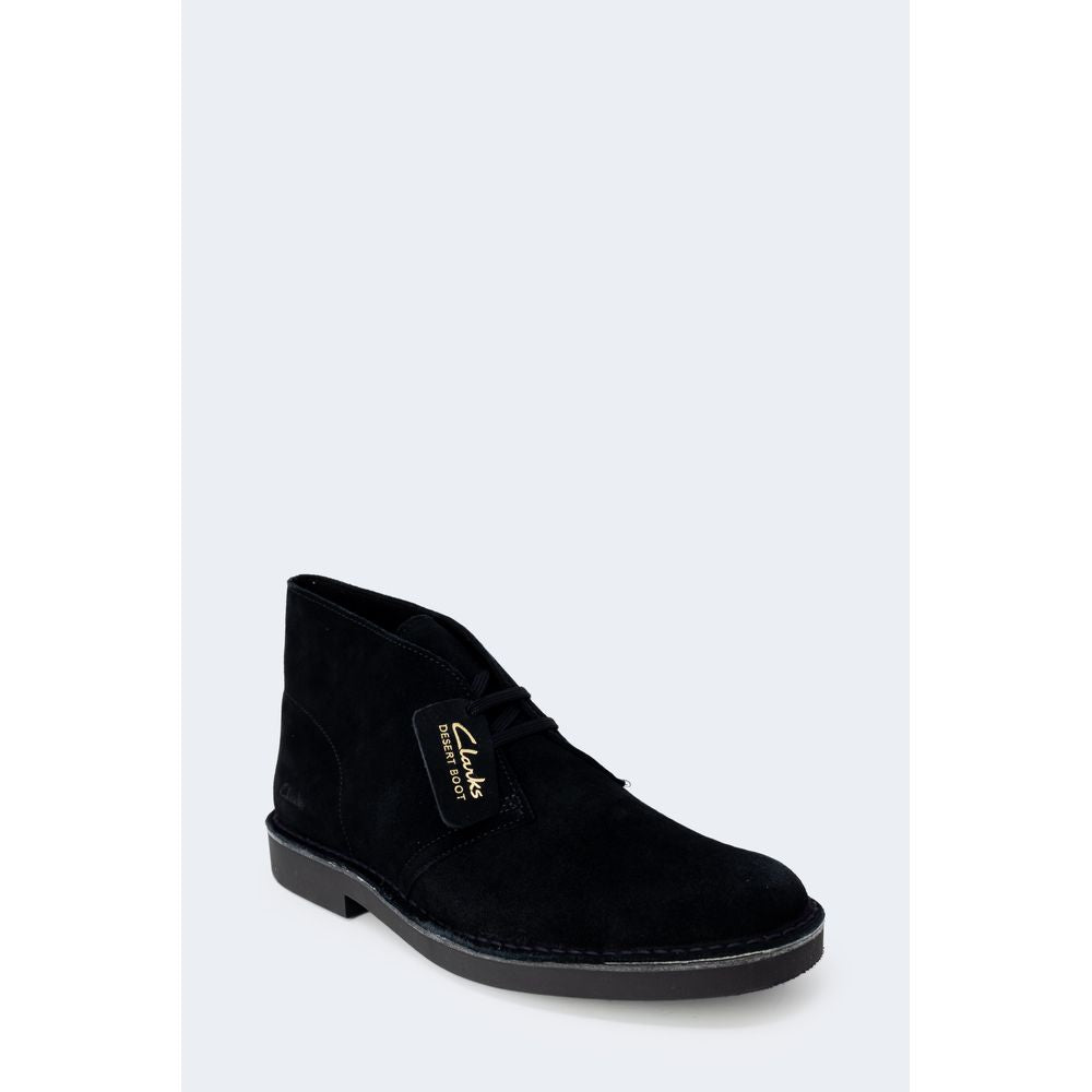 Clarks Black Leather Lace-Up Boots