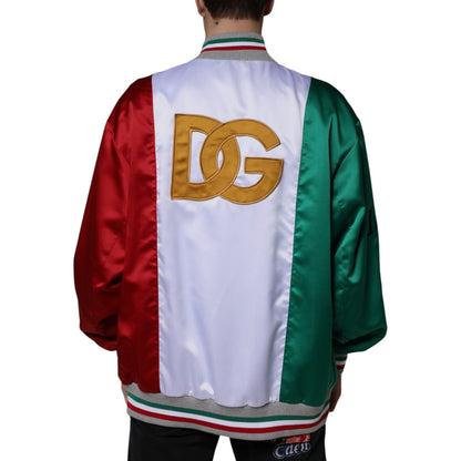 Dolce & Gabbana Multicolor Italia Button Down Bomber Jacket