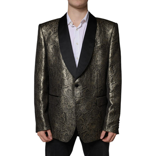 Dolce & Gabbana Gold SICILIA Jacquard Single Breasted Coat Blazer