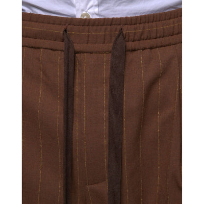 Dolce & Gabbana Brown Stripes Skinny Men Dress Pants