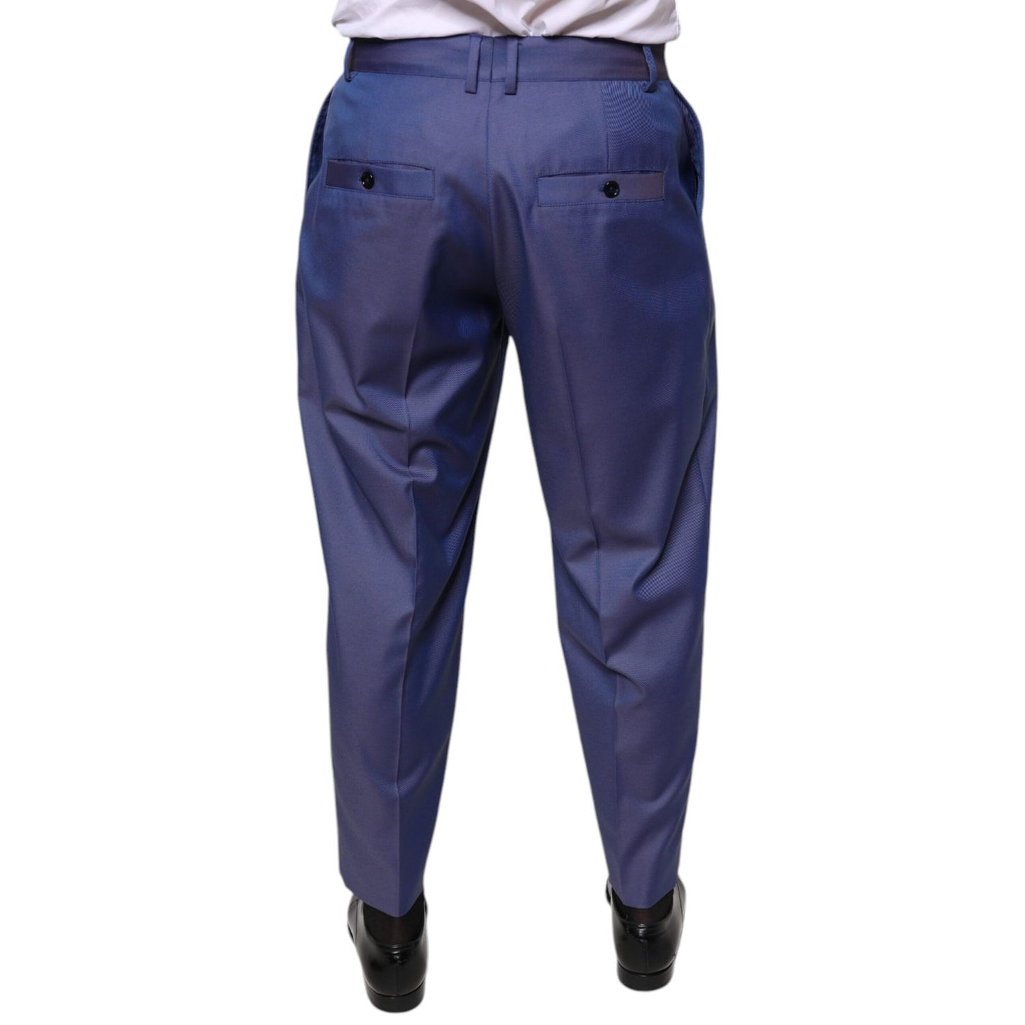 Dolce & Gabbana Blue Wool Tapered Formal Dress Pants