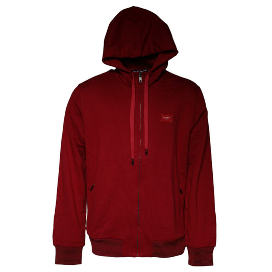 Dolce & Gabbana Red Logo Plaque Hooded Sweatshirt Sweater