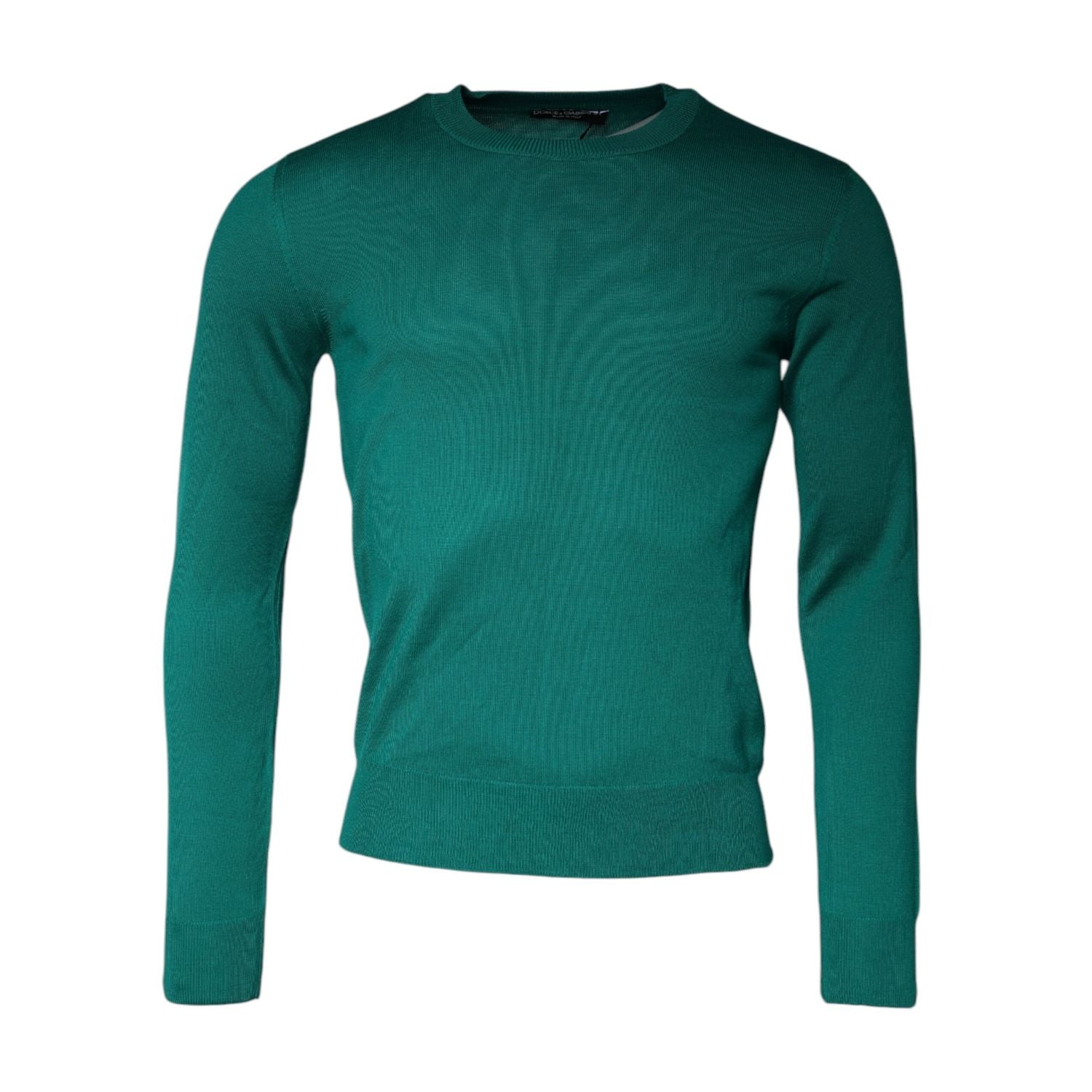Dolce & Gabbana Green Wool Knit Crew Neck Pullover Sweater