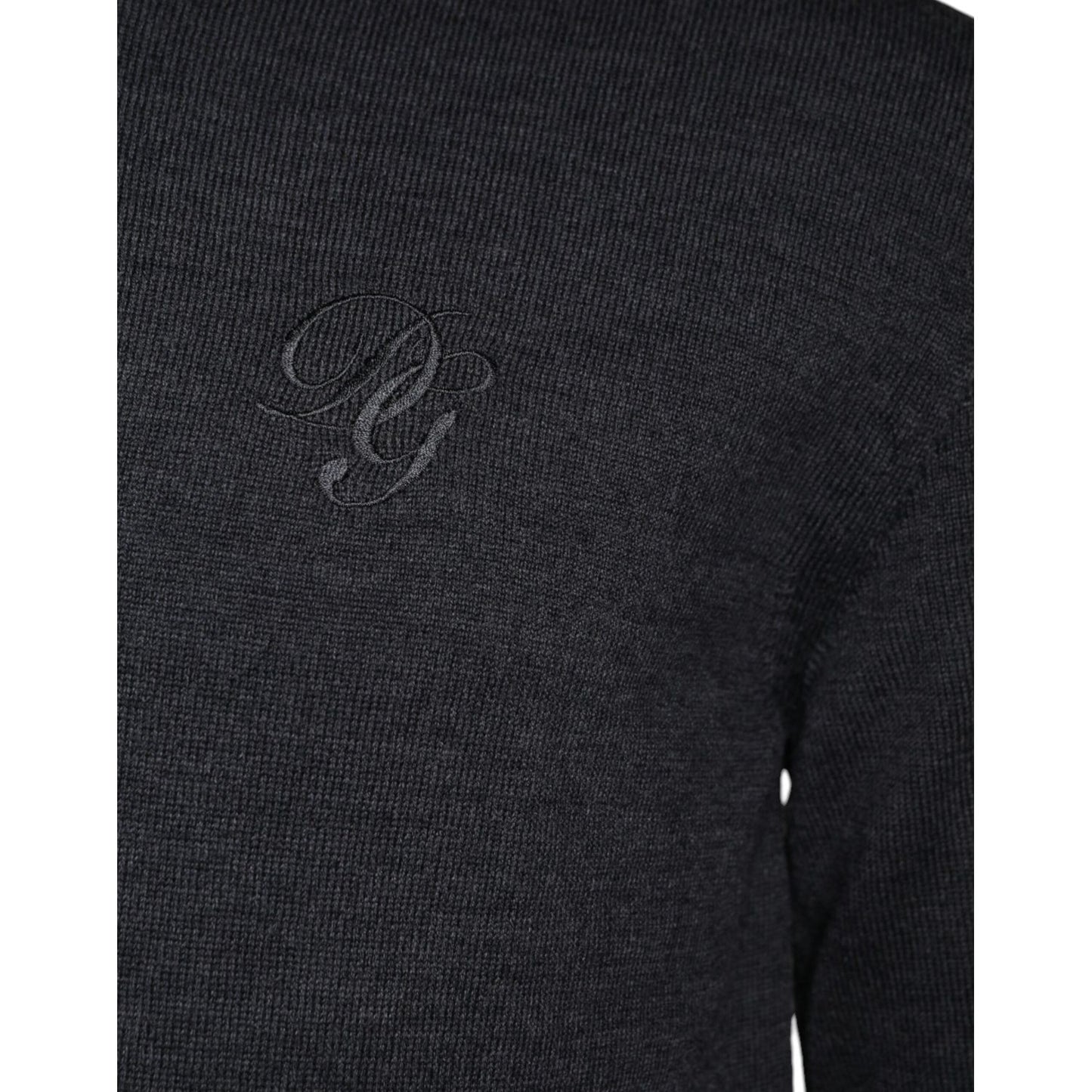 Dolce & Gabbana Dark Gray Wool Crew Neck Pullover Sweater