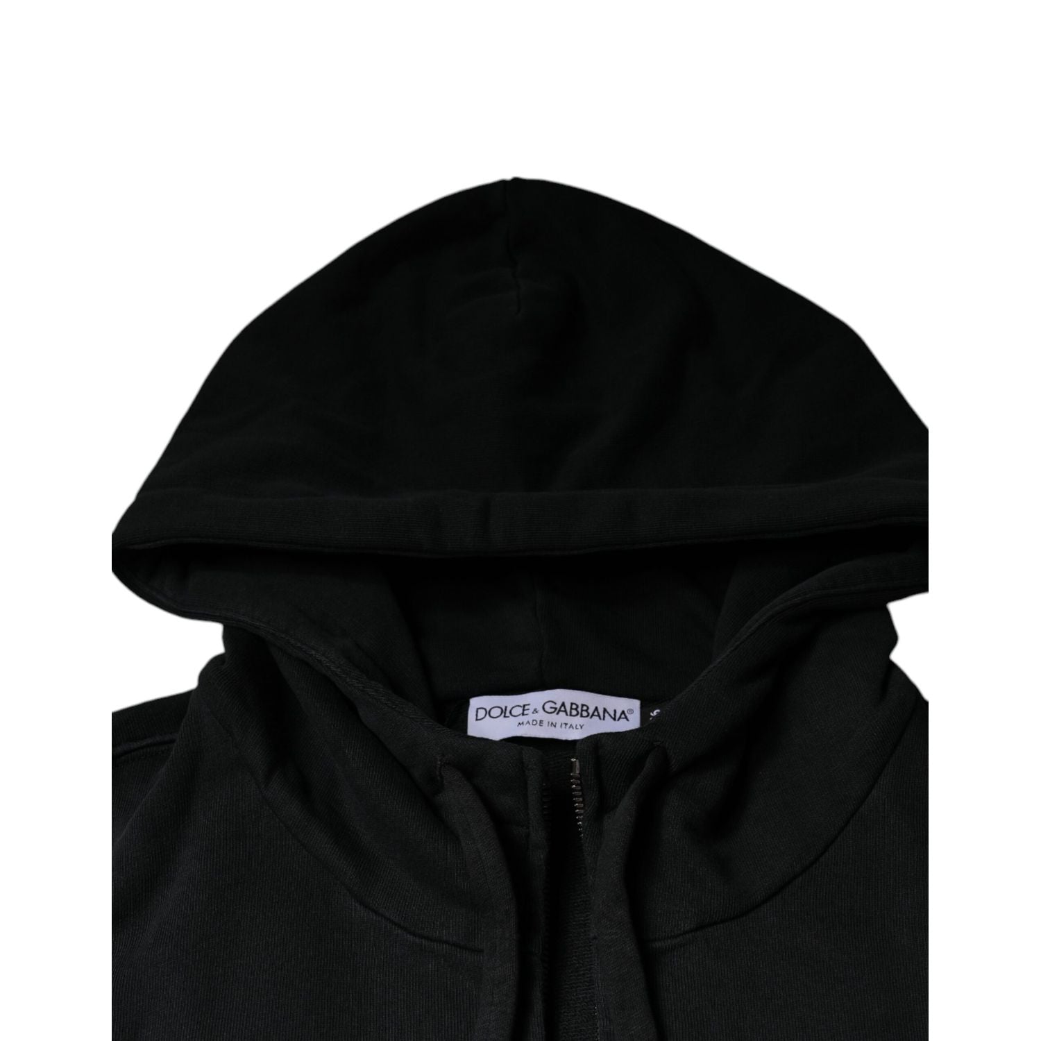 Dolce & Gabbana Black Logo Plaque Hooded Full Zip Sweater