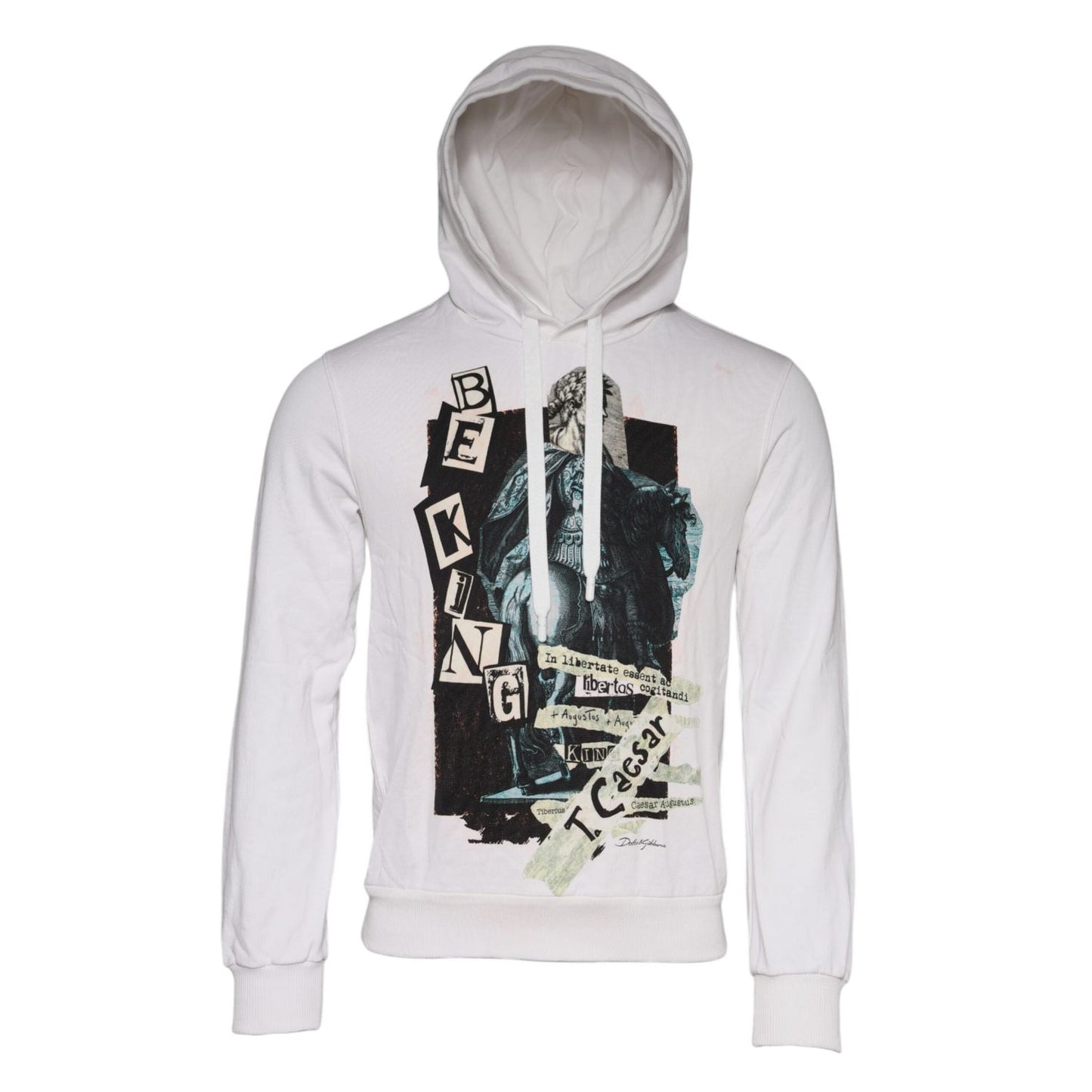 Dolce & Gabbana White Caesar Cotton Hooded Pullover Sweater