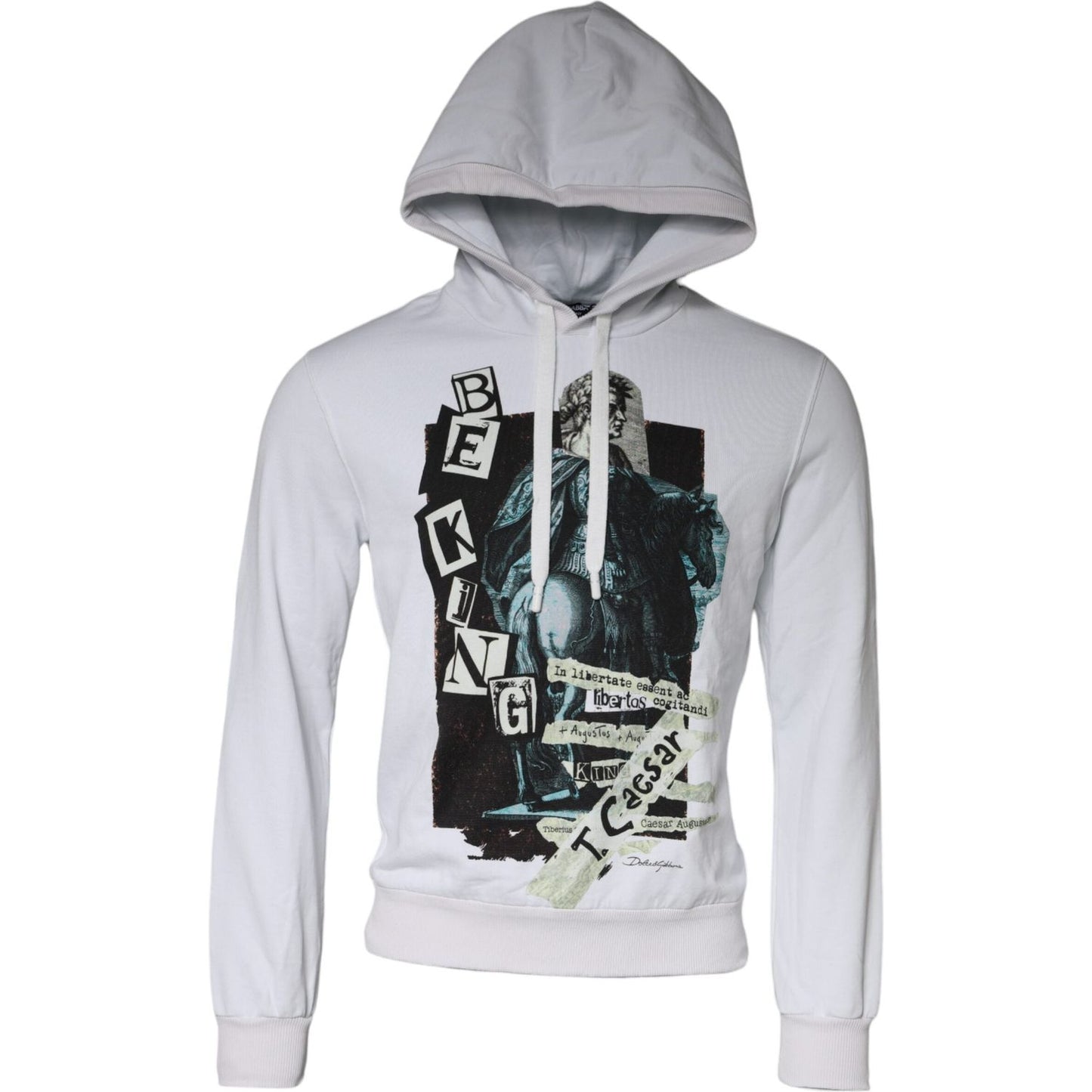 Dolce & Gabbana White Caesar Cotton Hooded Pullover Sweater