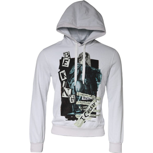 Dolce & Gabbana White Caesar Cotton Hooded Pullover Sweater TSH87227-48