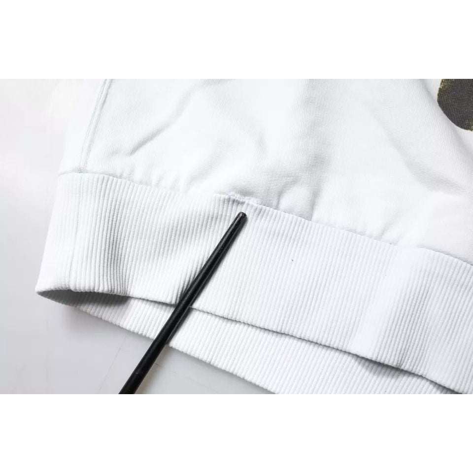 Dolce & Gabbana White Caesar Cotton Hooded Pullover Sweater