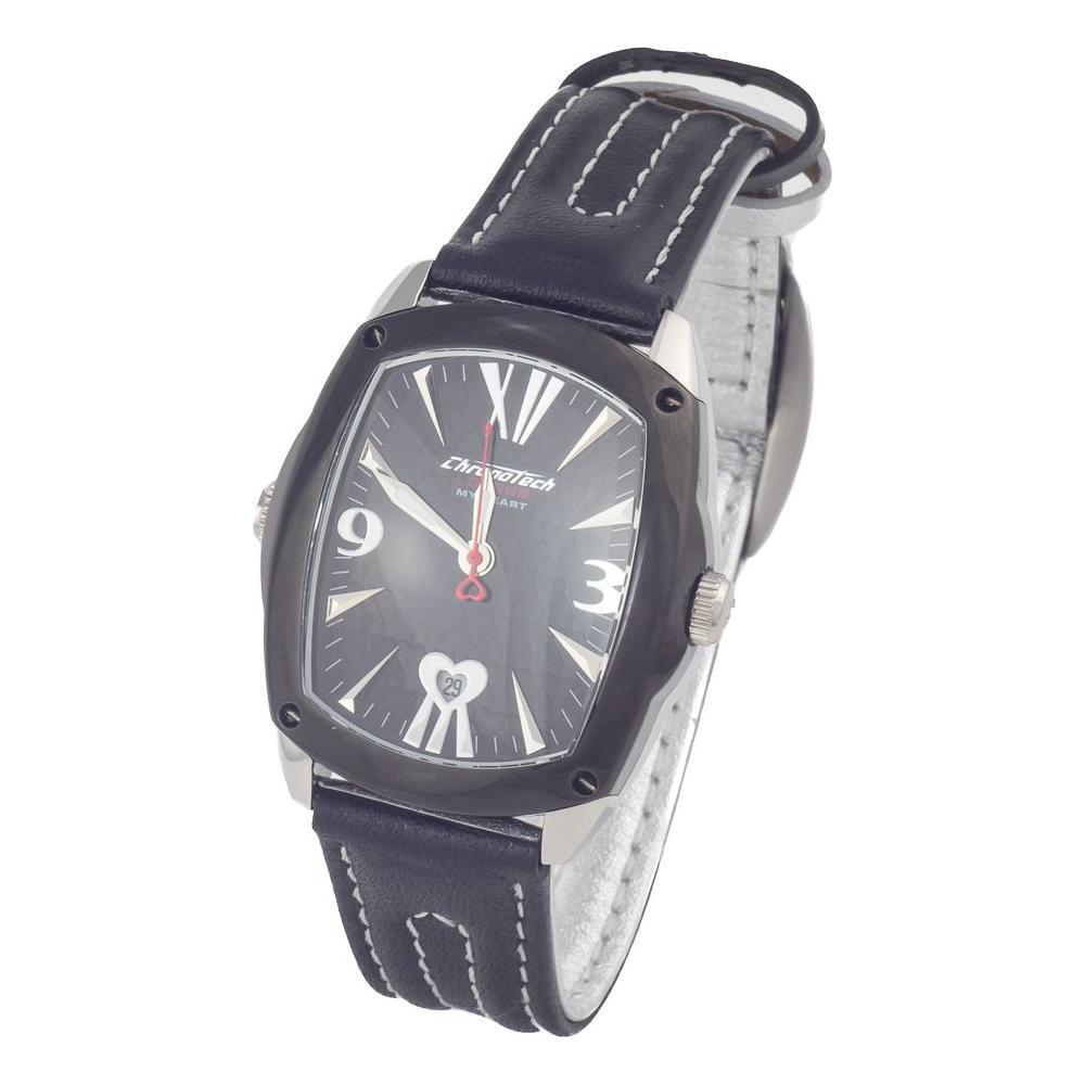 Chronotech Black Leather Watch CHCT7696M12AC