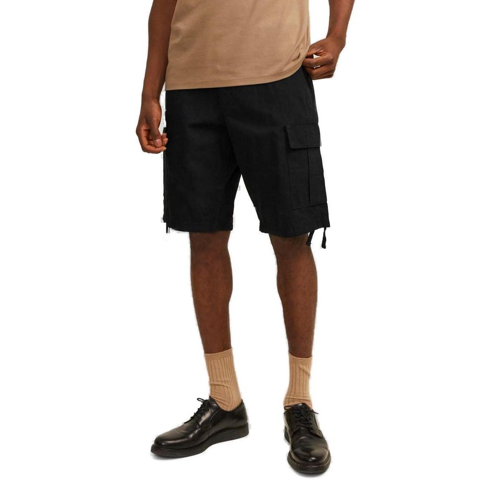 Jack Jones Black Cotton Bermuda Shorts