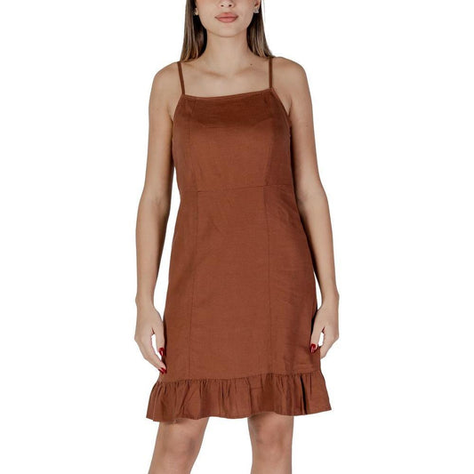 B.Young Brown Linen Midi BY-14885400140-IT36|XXS