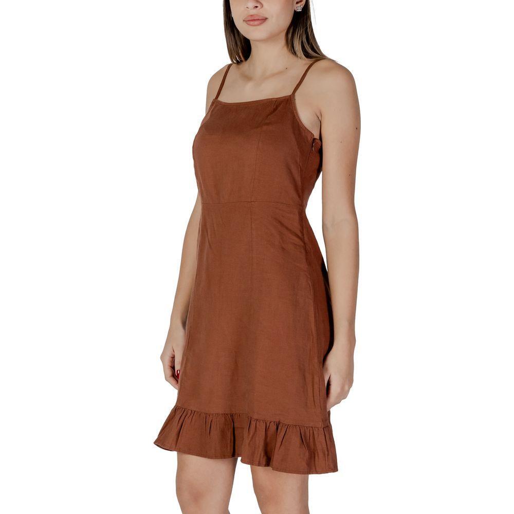 B.Young Brown Linen Midi BY-14885400140-IT36|XXS