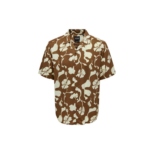 Only & Sons Brown Viscose Shortsleeve