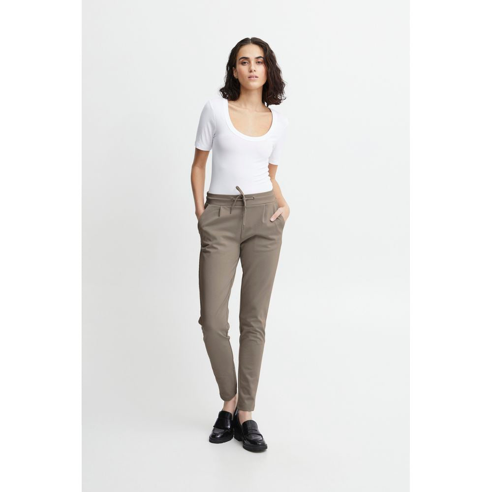 ICHI Gray Polyester Pant