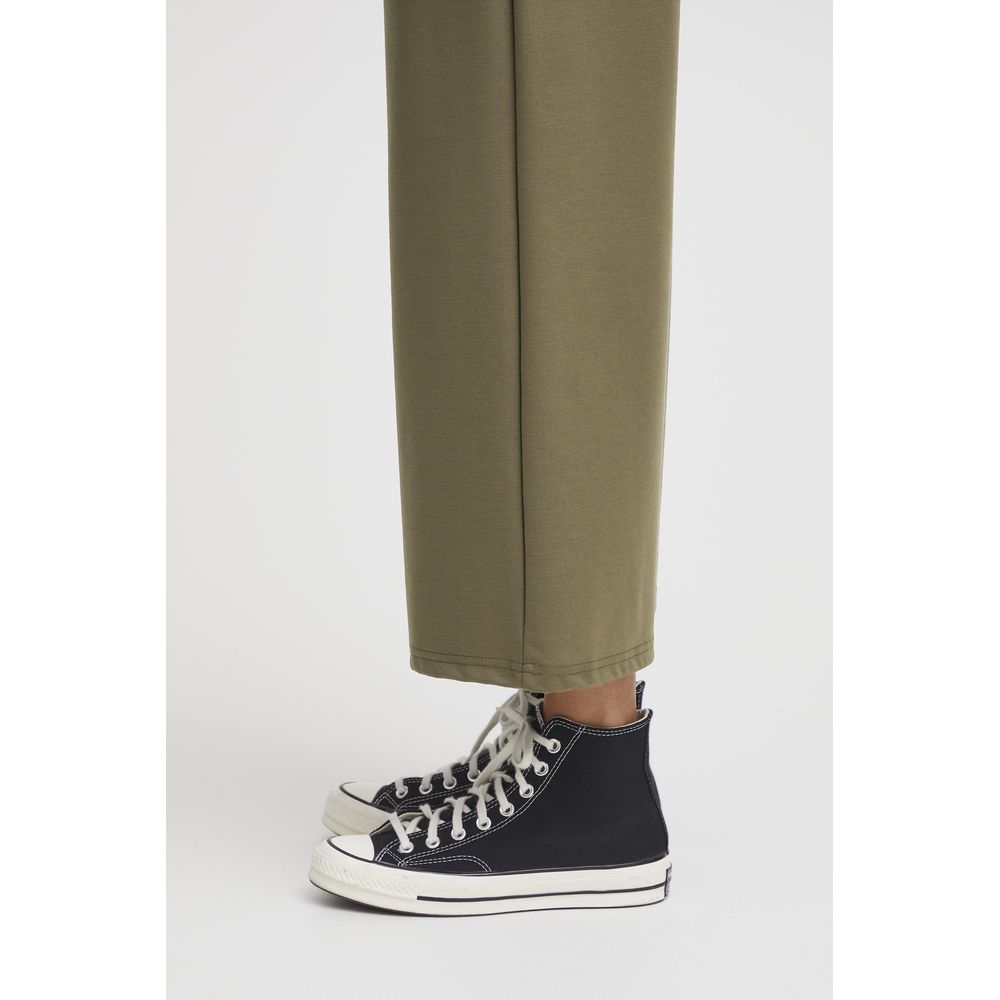ICHI Green Recycled Polyester Flared Pants