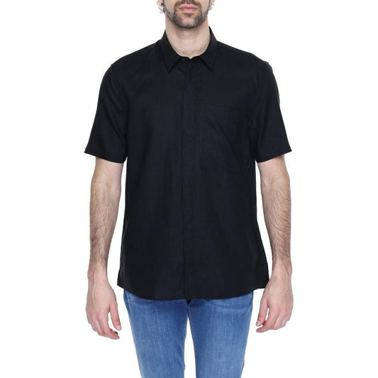 Antony Morato Black Linen Shortsleeve AN-13370300009-IT50 | L