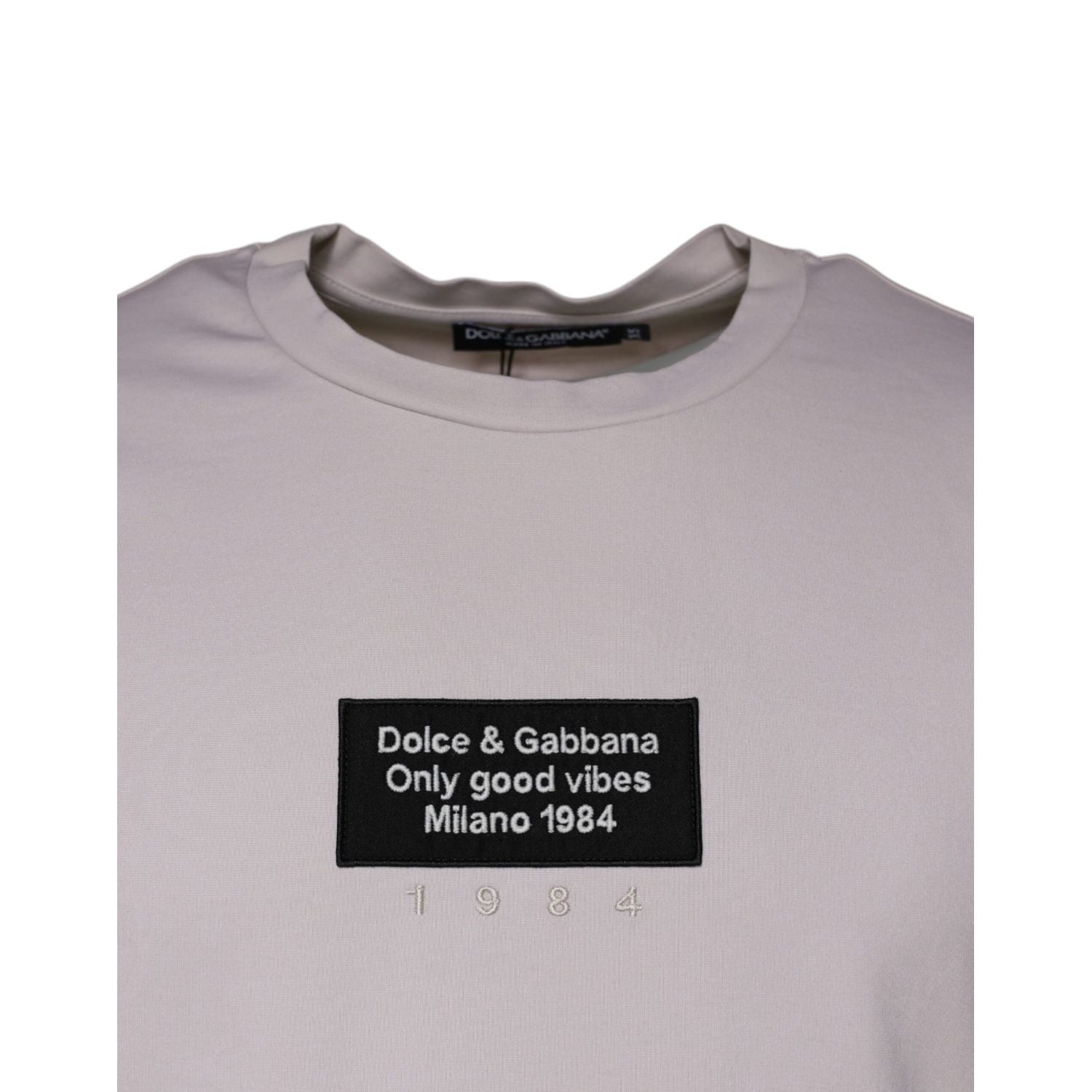 Dolce & Gabbana Beige Logo Cotton Blend Crew Neck T-shirt